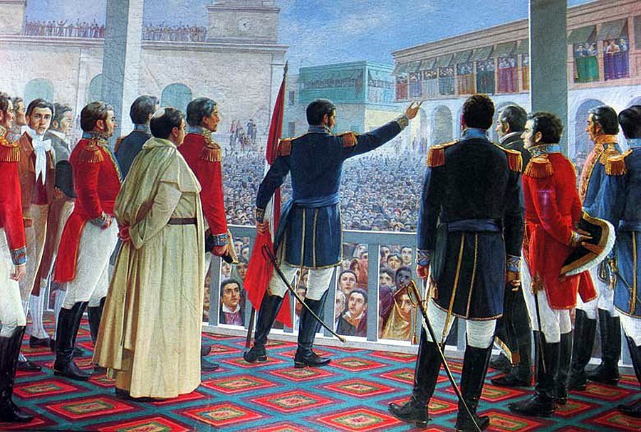 Proclamación de la Independencia del Perú por parte del general rioplatense José de San Martín y Óleo de Juan Lepiani.